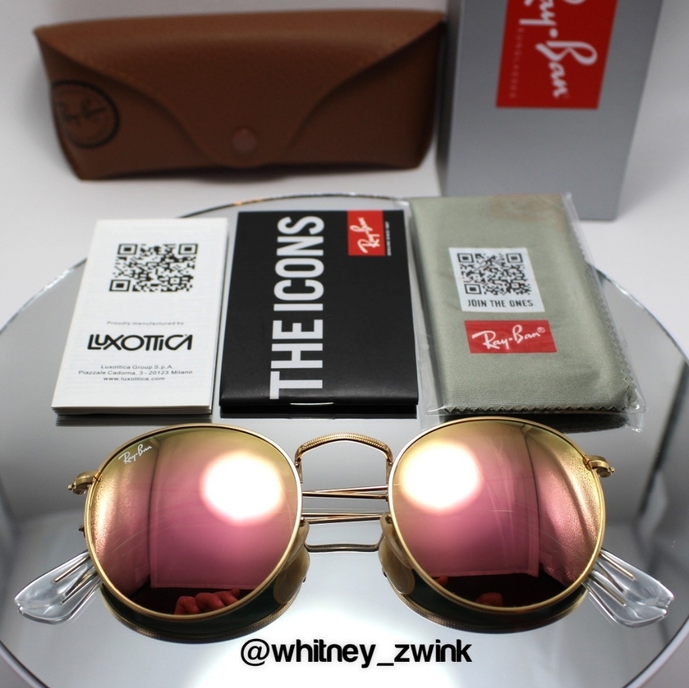 Model Display Ray-Ban Round Metal Pink Mirror RB3447 50 - Picture 15 of 17